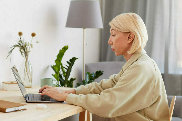 woman on a laptop
